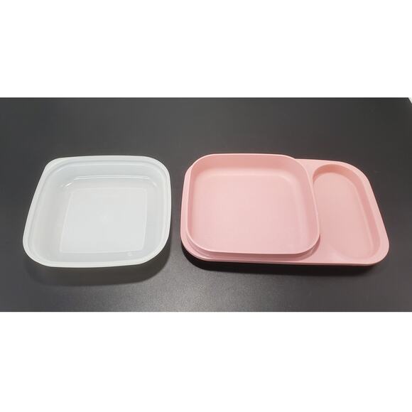 Vintage Tupperware Meal Mate w/Cover Mauve Rose 1837 1838, PRE-OWNED - Picture 1 of 4
